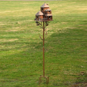 Country Style Iron Birdhouse Stakes Multiple Options afbeelding 3