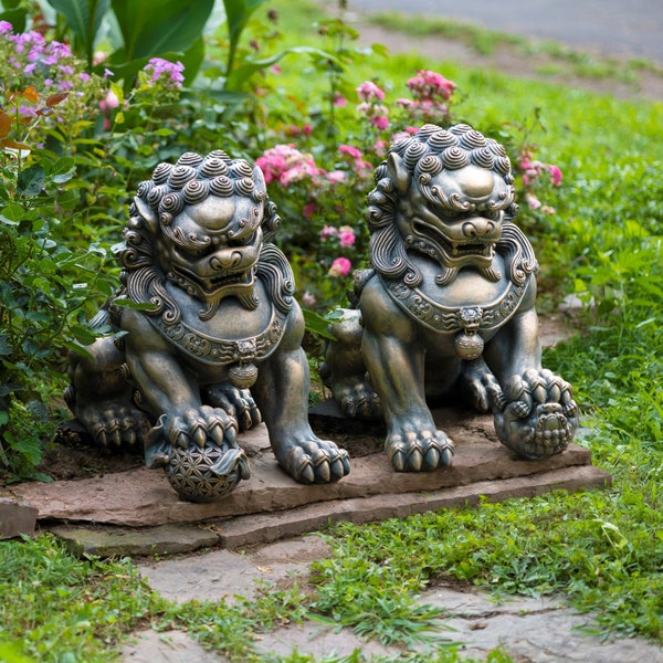 Set of 2 Chinese Lions- "Fu Dog" 24.5" Tall