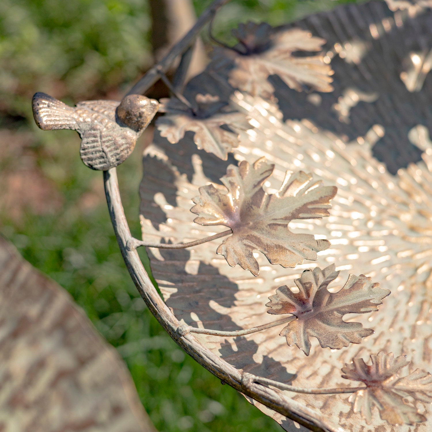 Set of 3 Frosted Gold Iron Birdbaths With Bird Details Etsy