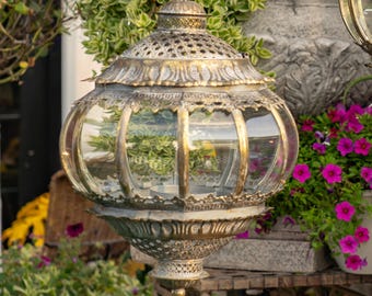 Small Hanging Round Iron & Glass Terrarium/Lantern