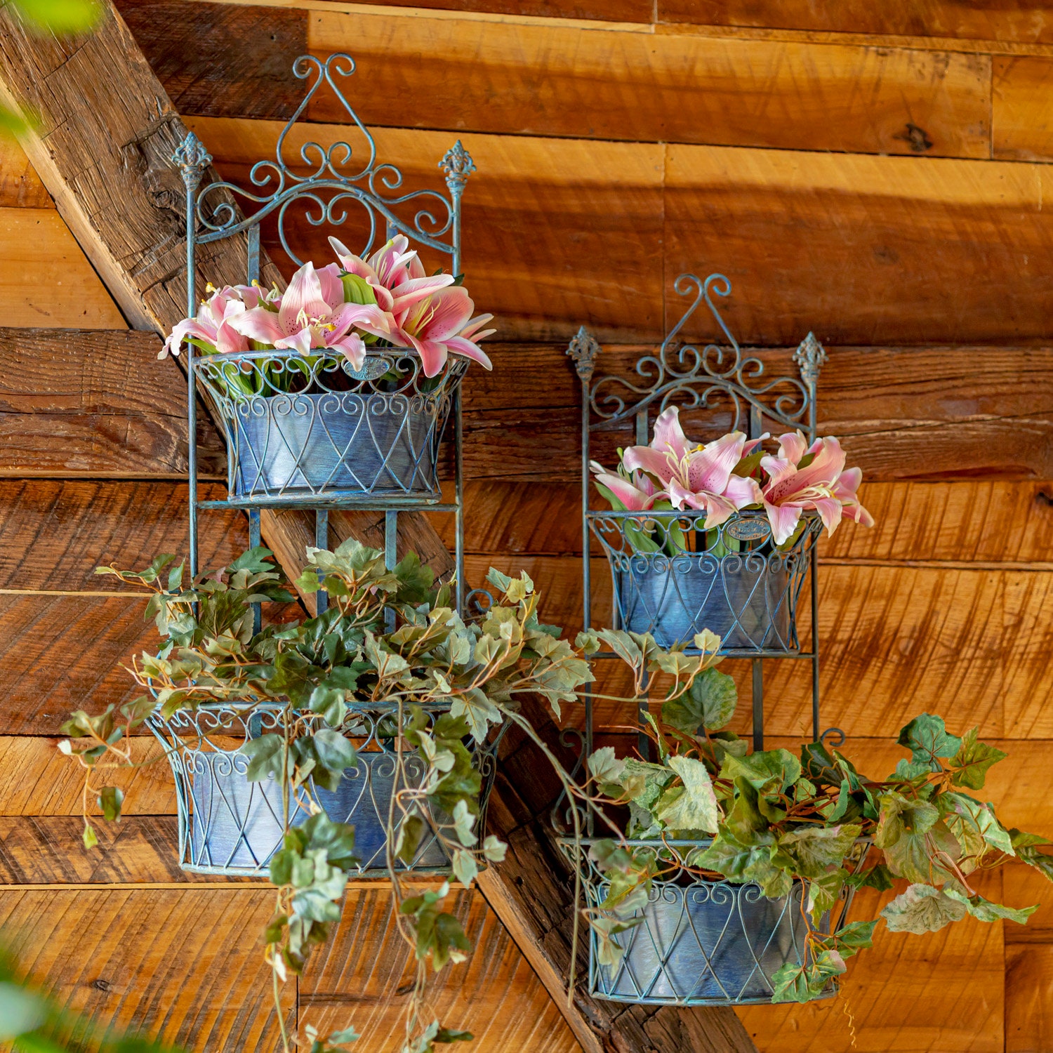 Juego de 2 maceteros de pared doble con cestas extraíbles \, image size:1500x1500