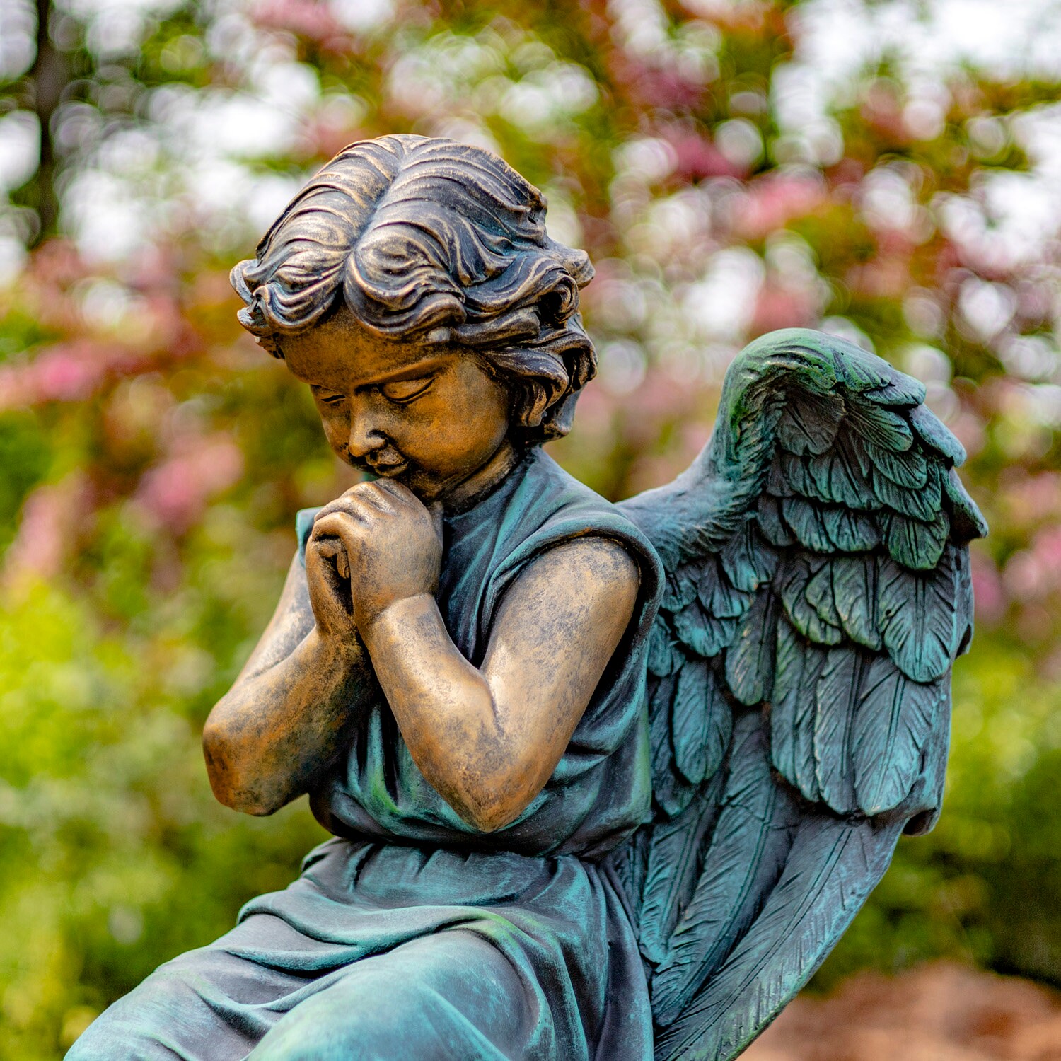 28 Tall Magnesium Angel Statue Sitting and Praying 2 Color Options - Etsy