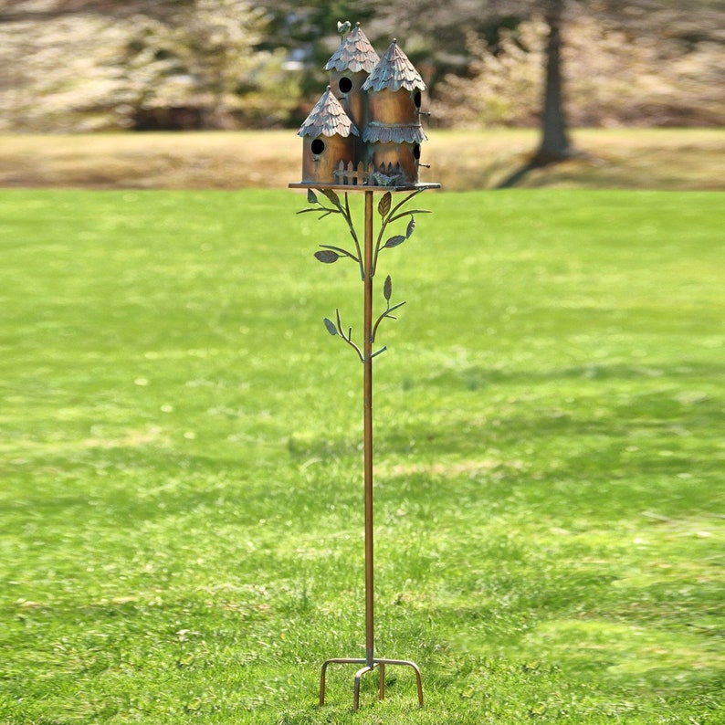 Country Style Iron Birdhouse Stakes Multiple Options afbeelding 7