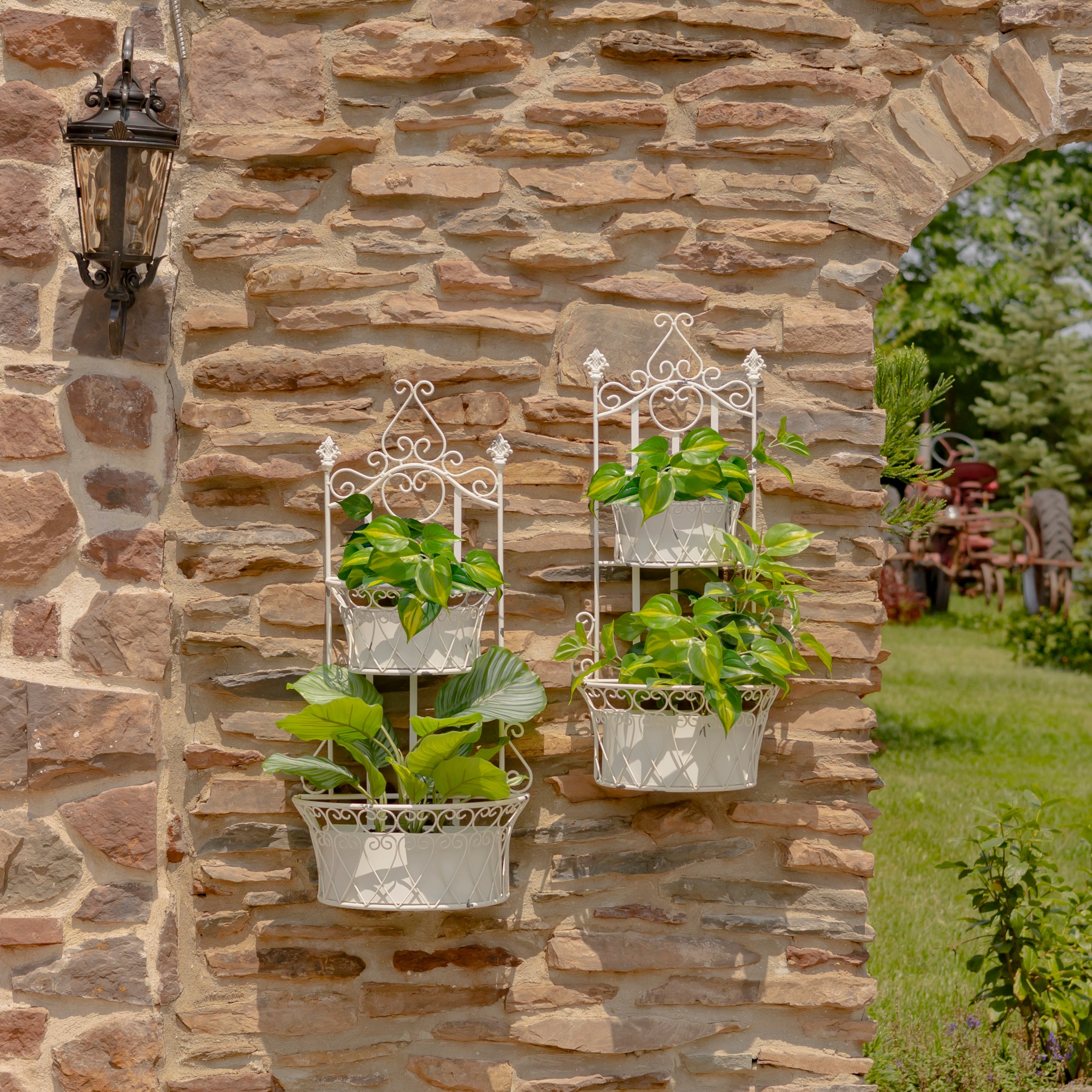 Set of 2 Dual Wall Planters With Removable Baskets 