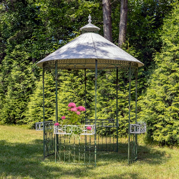 11.25ft. Tall Round Iron Gazebo With Four Side Walls 11.25ft. Tall Round Iron Gazebo With Four Side Walls