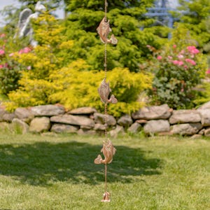 95.5" Long Antique Copper Iron Rain Chain with Jumping Fish