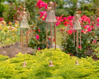 Hanging Antique Copper Angel Wind Chimes in 3 Styles