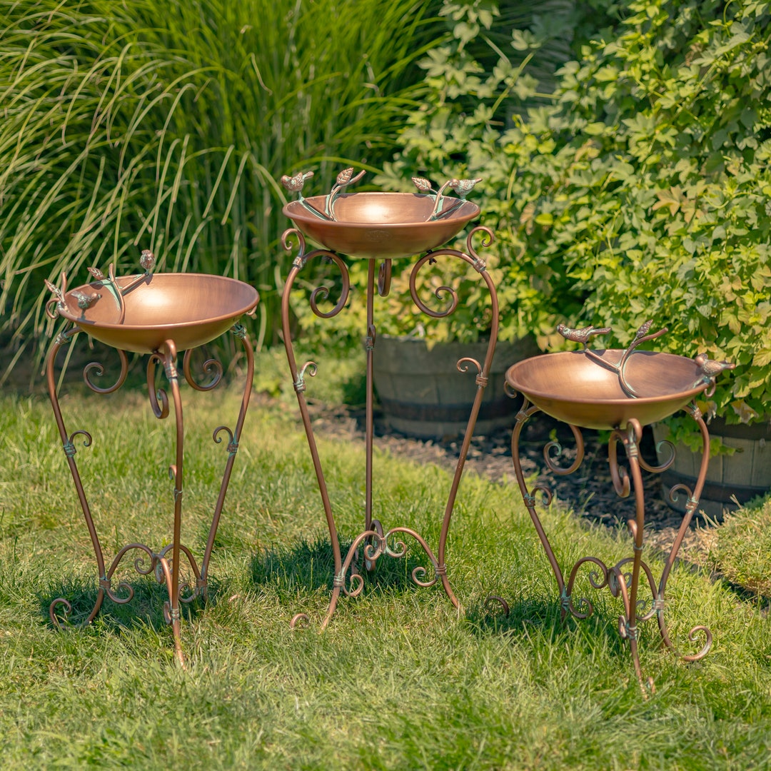 Antique Copper Birdbaths With Ornate Stands 4 Purchase Options Etsy