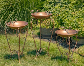 Antique Copper Birdbaths with Ornate Stands- 4 Purchase Options