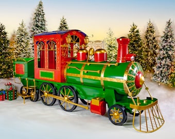 X-Large Metal Christmas Train Commercial Decoration