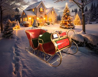 9ft Long Massive Life Sized Classic Metal Christmas Sleigh 9ft Long Massive Life Sized Classic Metal Christmas Sleigh