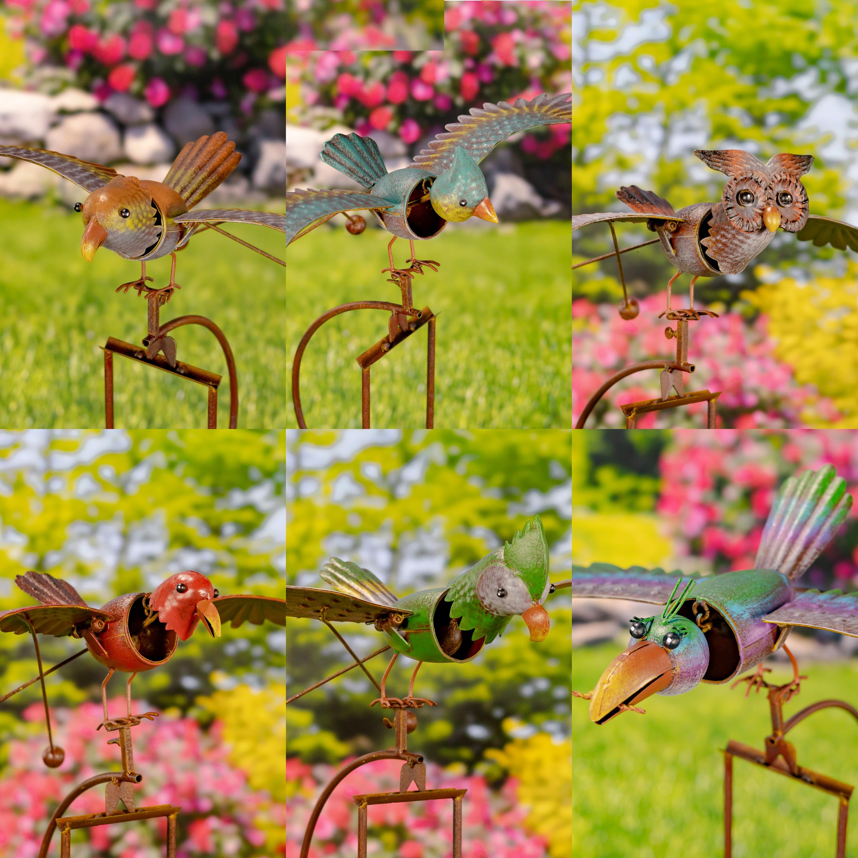 6 Assorted Colorful Metal Rocking Bird Garden Stakes - Etsy