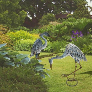Set of 2 Assorted Great Blue Heron Figurines "Hudson & Houston"
