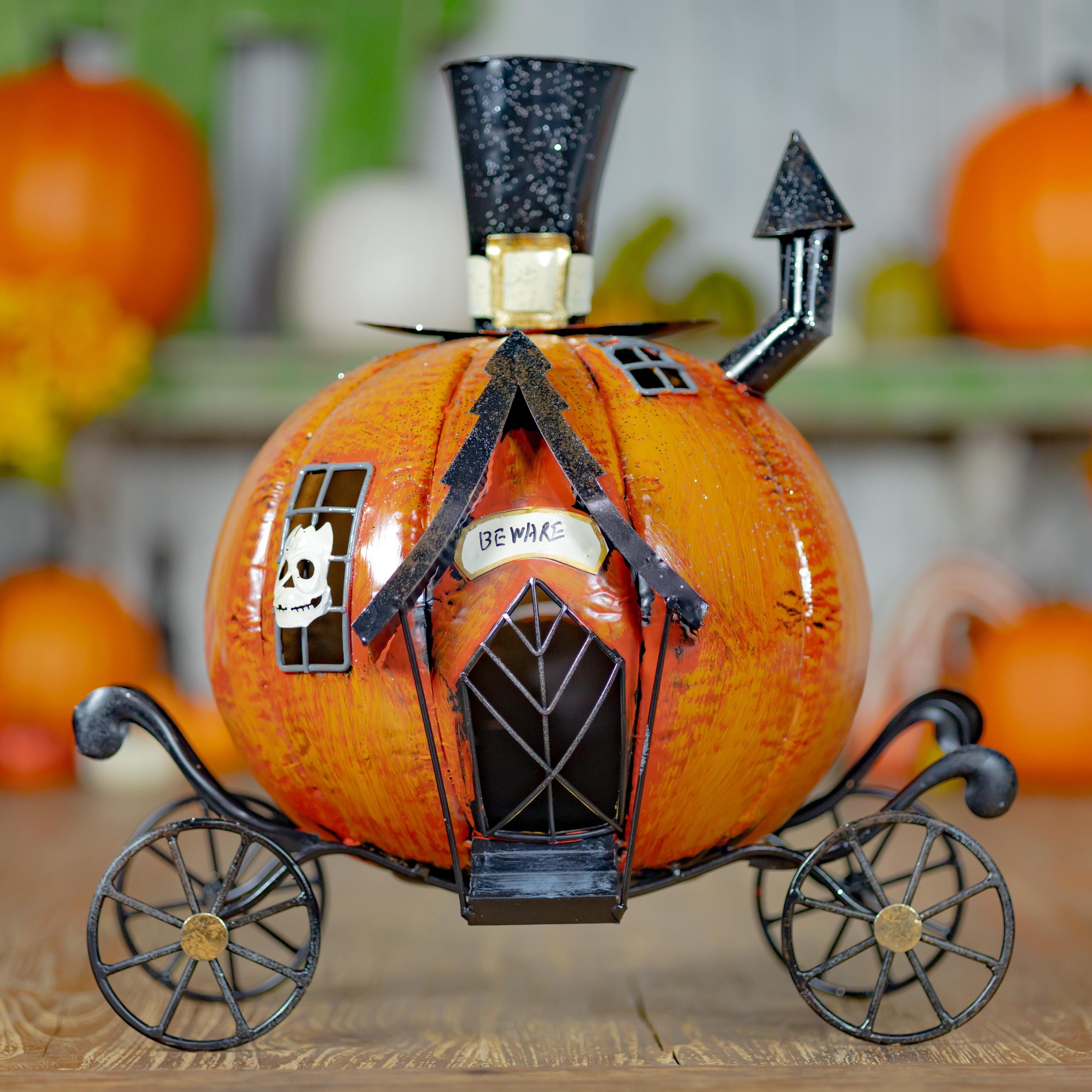 ハロウィン ブリキオブジェ Haunted House置物 Halloween Haunted Forest Carriage & Candleholder - 17