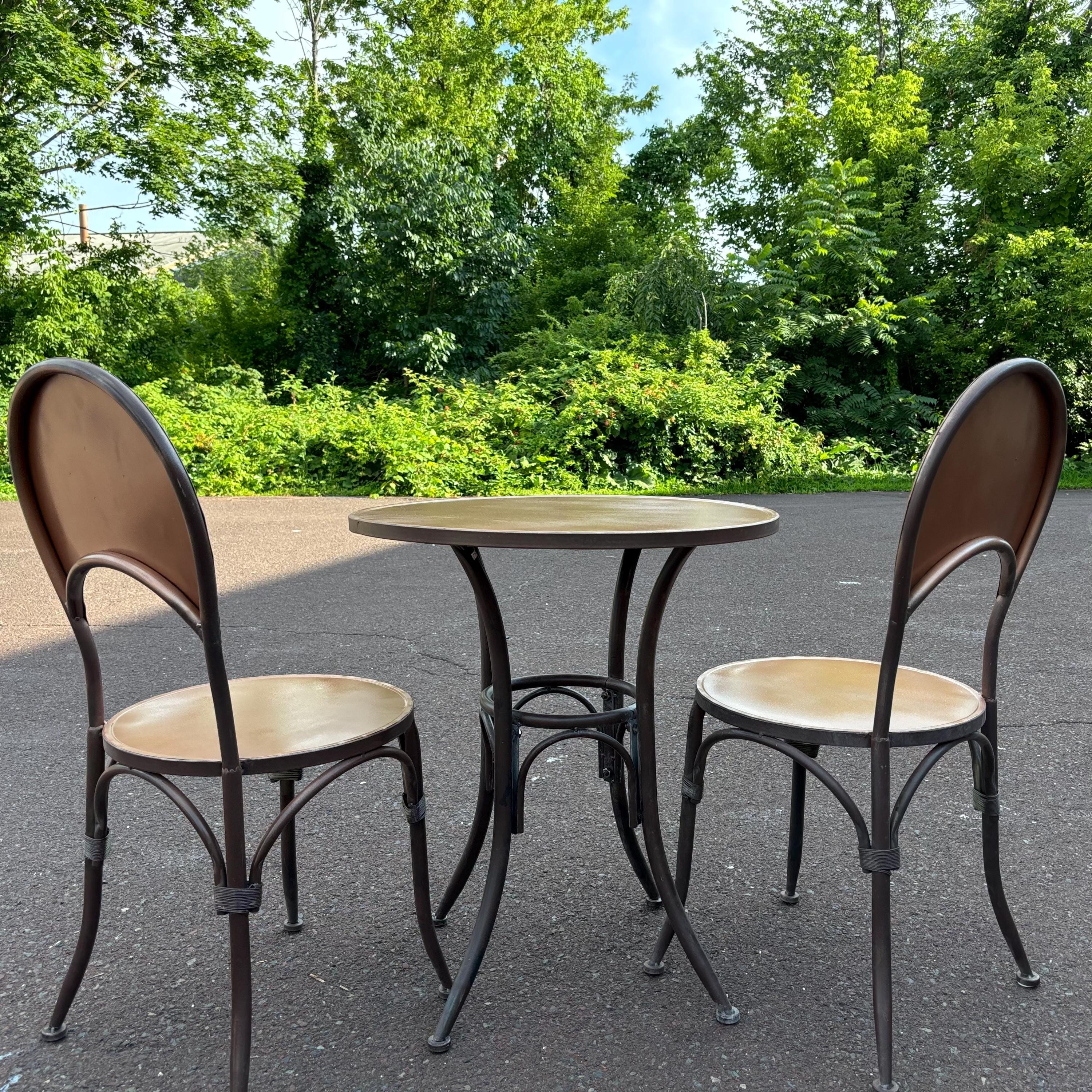 Three Piece Round Top Iron Bistro Set 
