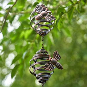 76&quot; Long Antique Bronze Hanging Honeybee Rain Chain