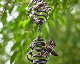 76" Long Antique Bronze Hanging Honeybee Rain Chain