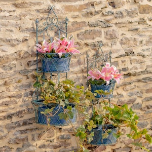 Set of 2 Dual Wall Planters With Removable Baskets "london 1820" in ...