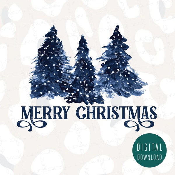 Blue Christmas Digital Design, Christmas Sublimation Designs, Holiday Digital Downloads, Commercial Use