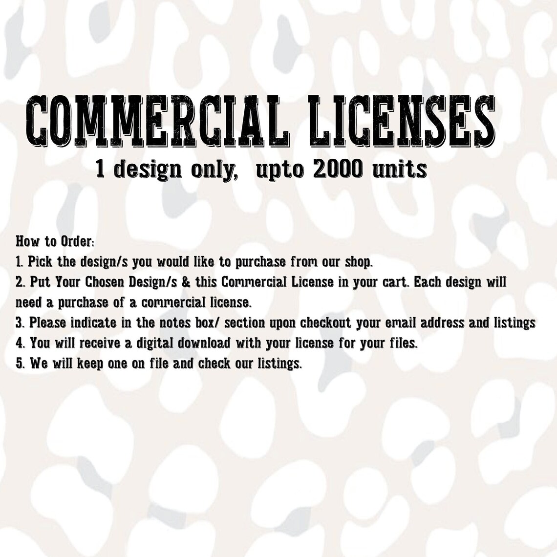 Commercial License For 1 Item Etsy