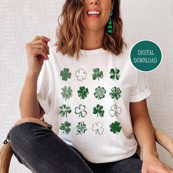 Four Leaf Clover SVG, St. Patrick's Day Clover SVG, St. Patrick's Day Sublimation Design Download, Irish svg, Shamrock Clipart