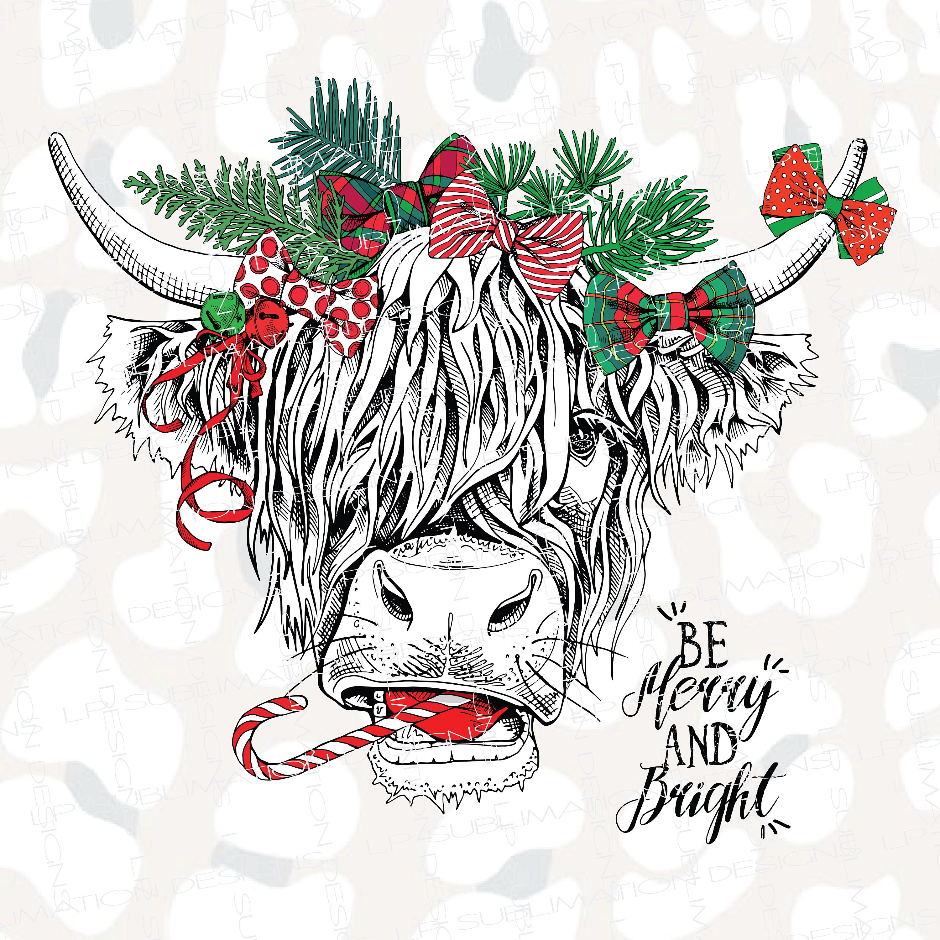 Highland Cow Vector Christmas Highland Cow PNG Cow Vector - Etsy