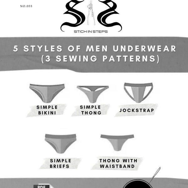 Men underwear jockstrap bikini thong  briefs beach gym swimwear  simple sewing digital pdf pattern tutorial how to