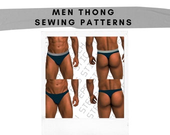 Men underwear Thong with front pouch  sport’s beach gym swimwear  simple sewing digital party club pdf pattern tutorial how to