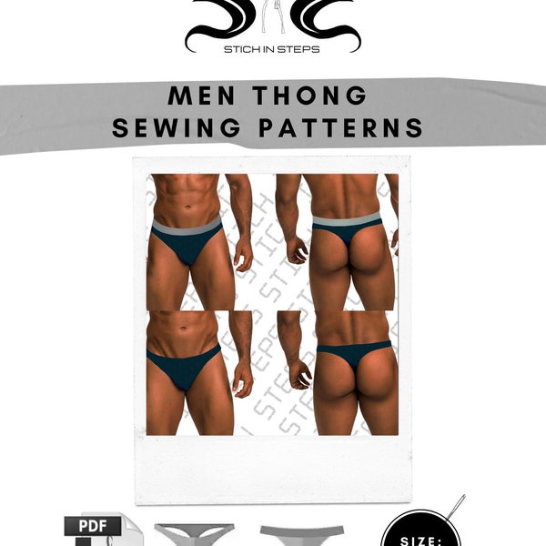 Men underwear Thong with front pouch  sport’s beach gym swimwear  simple sewing digital party club pdf pattern tutorial how to
