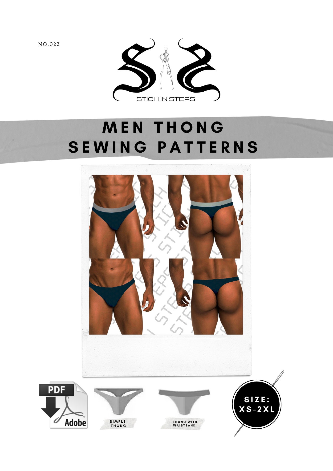 Men Underwear Thong With Front Pouch Sports Beach Gym Swimwear Simple  Sewing Digital Party Club Pdf Pattern Tutorial How To 