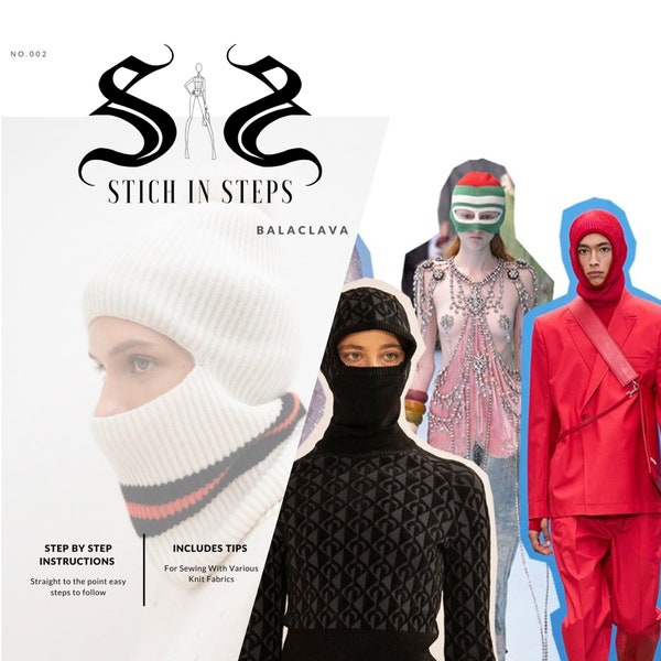 Unisex simple Balaclava sewing digital pdf pattern head scarf garment hat covering urban street Y2K