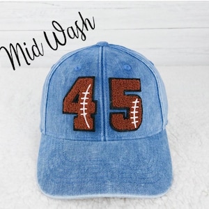 Custom Denim Chenille Football Number Hat
