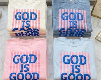 Puff Ink Big Jesus Fan Striped Background Christian Spiritual Tshirt