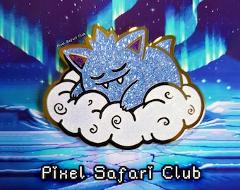Sleeping Gengar Pin: Glitter Hard Enamel Poke Art - 2-Inch