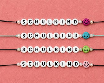 Schulkind - Perlenarmband - Perlen - Perlband - gute Laune Armband - Smiley - Schulstart - Schule