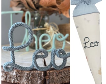 Mini Schriftzug - 8 cm - Schultüte - Zuckertüte - Flechtkordel - personalisiert - Namensschild - Strickname - Name aus Draht - Schule