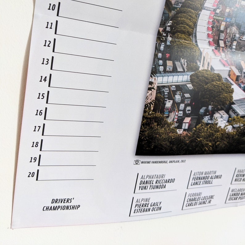 Formula 1 2024 Season A3 Wallchart Poster F1 Race Calendar