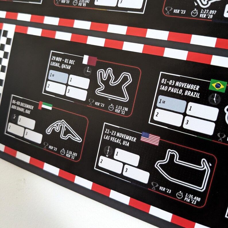 Formula 1 2024 Season A3 Wallchart Poster F1 Race Calendar
