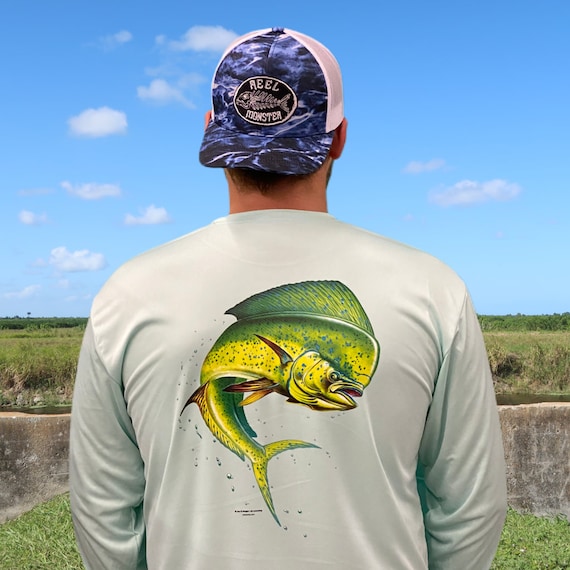 Reel Monster© Mahi Mahi Tshirt Dolphin Fish Tee Florida Keys Fishing Shirt  Deep Sea Fisherman Gift Coral Reef Fisherman Tee Ocean Lover Gift