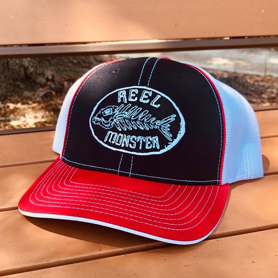 Reel Monster© Flex Fit Hat with Reel Monster Logo Baseball Cap for  Fishermen Trucker Gift Outdoor Accessory Hat Fishing Gear Hunting Gear