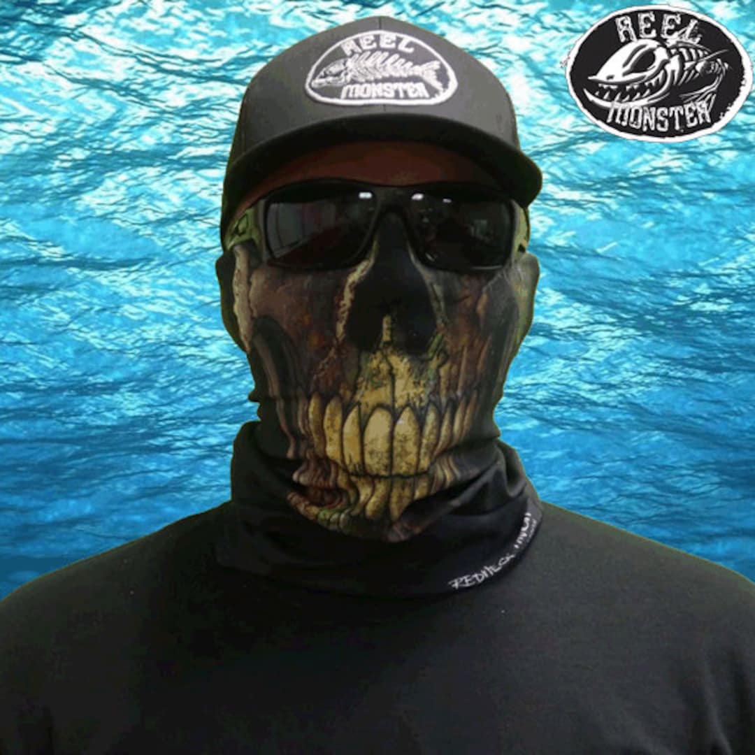 Face Armor© Epic Skull Neck Gaiter Reel Monster Fishing Gift Outdoor  Accessory Skull Design Neck Warmer Skull Face Mask Multi Purpose Mask 