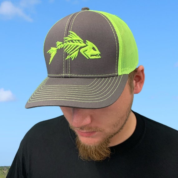 Reel Monster© Angry Fish Hat Fishing Gift Fisherman Hat Fishing Apparel  Unique Gift for Fisherman Fishing Enthusiast Gift Dead Skeleton Fish 