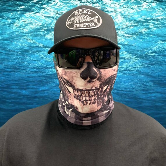 Face Armor© Motorcycle Skull Neck Gaiter Biker Face Mask Outdoor Bandana  Gift for Motorcycle Rider Skull Design Face Shield Fishing Lover 