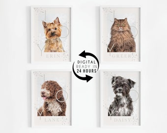 Célébrez avec des portraits d'animaux de compagnie de Noël personnalisés | Art unique pour chat et chien | Cadeaux personnalisés du souvenir d'un animal de compagnie | Portraits numériques d'animaux de compagnie