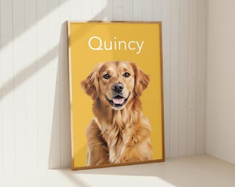 Custom Pet Portrait Gift for Couples | Personalised Dog Cat Illustration | Modern Minimalist Wall Art | Anniversary Gift
