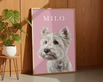 Custom Pet Portrait From Photo | Personalised Dog Cat Gift | Pet Lover Wall Art | Digital Download | Framed Print | Canvas Print