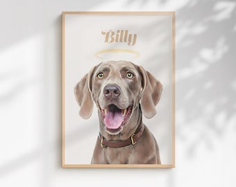 Custom Pet Portrait From Photo | Dog Cat Memorial Gift | Pet Loss Sympathy Gift | Rainbow Bridge Remembrance Art | Pet Keepsake Print