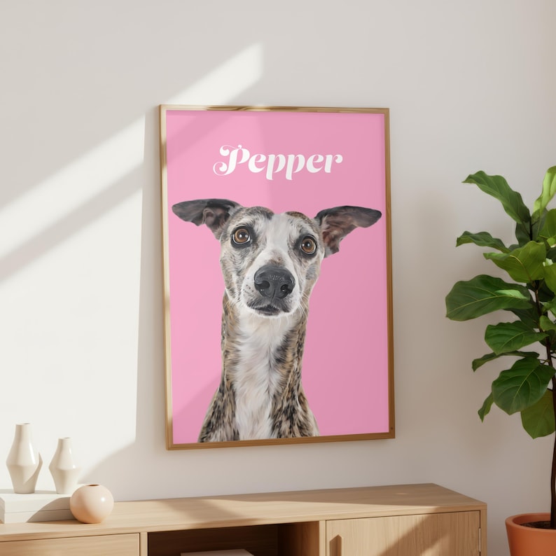 Personalised dog illustration on 300gsm semi-gloss paper unframed print