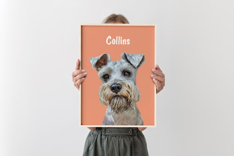 Custom pet illustration printed on 300gsm semi-gloss paper unframed