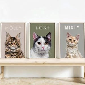Tierportrait vom Foto, personalisierter Hund & Katze Digital Zeichnung Poster, Erinnerungsgeschenk für Tierliebhaber